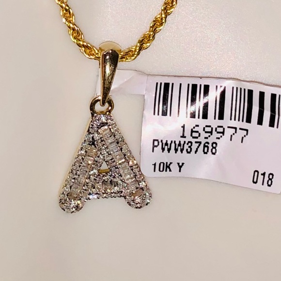 10k solid gold SI Certified Diamond A Initial pendant NOT plated, free appraisal - Picture 5 of 11